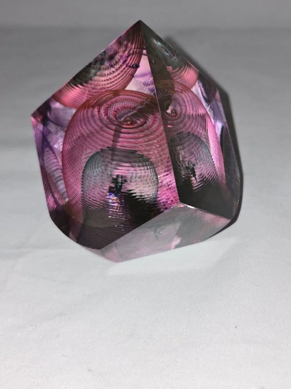 Kit Karbler & Michael David Signed Faceted Paperweight Art Glass Optic Geometric - Picture 6 of 16